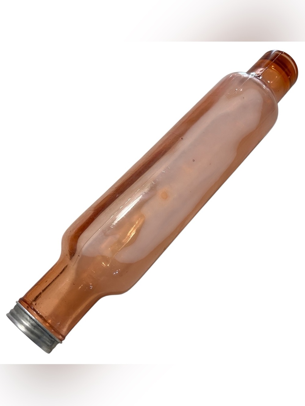 Vintage Pink Hollow Glass Rolling Pin with Screw Lid